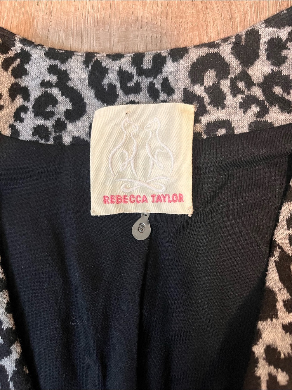 Rebecca Taylor Black Jacket with Gray Leopard Trim